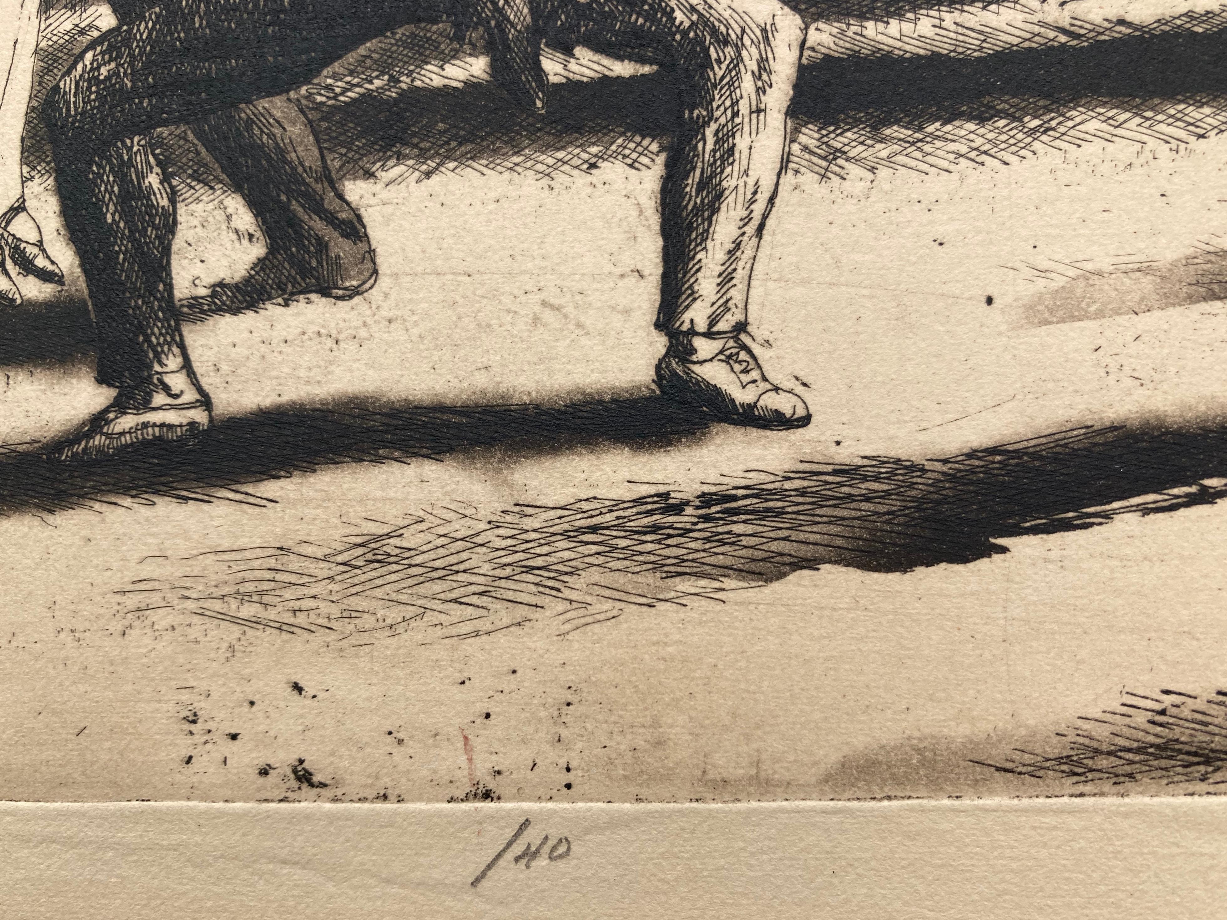 PRINCIPLE - Gray Figurative Print by Harry Sternberg