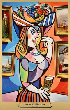 Affiche originale de transport de Londres Femme Bien informée Picasso Stevens
