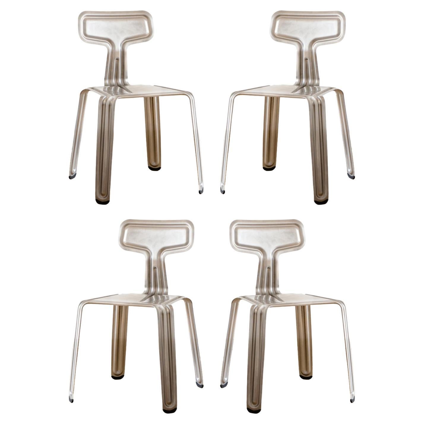 Harry Thaler Set di 4 'Pressed Chair' in alluminio per Nils Holger Moormann in vendita