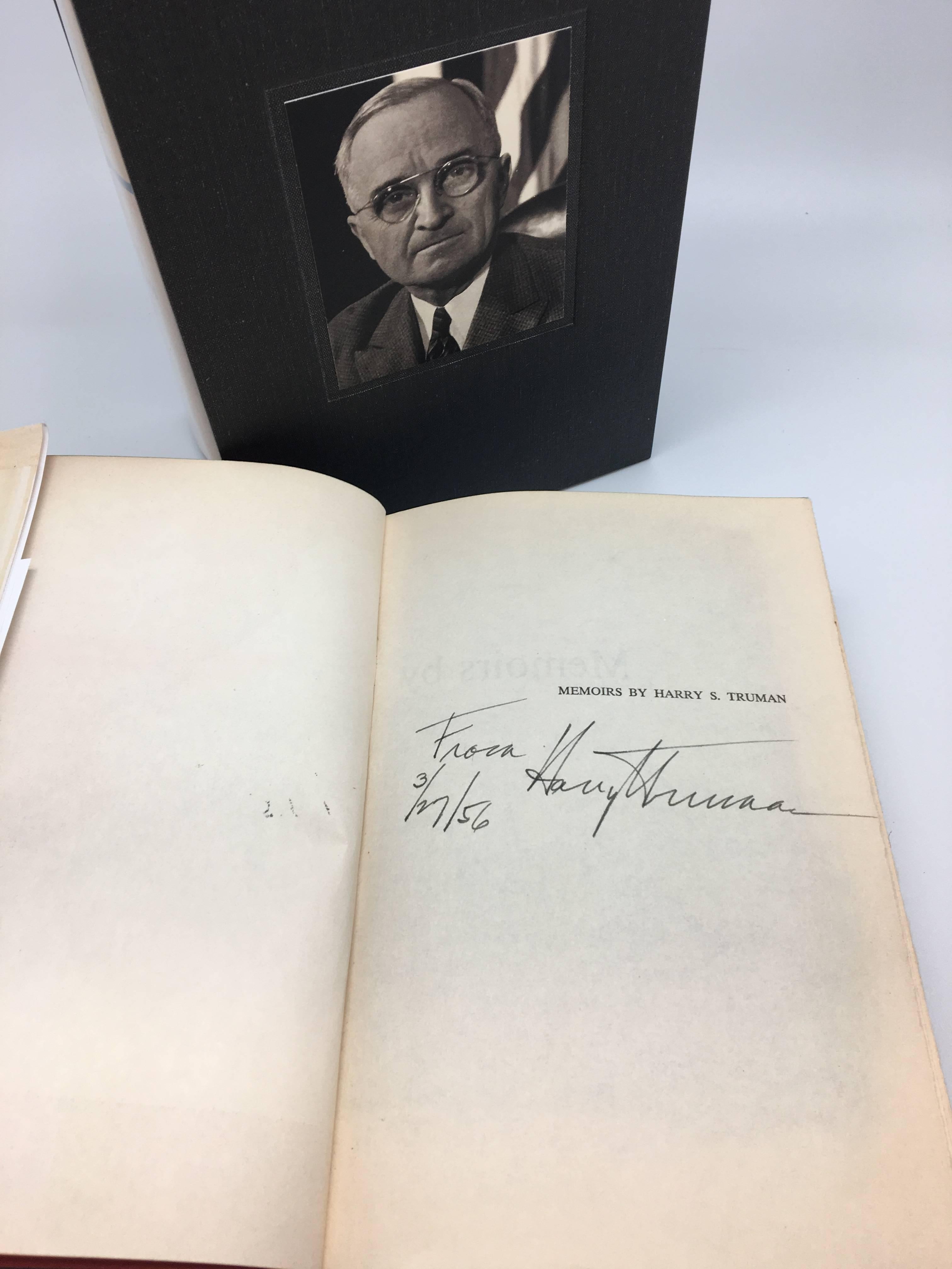 President Harry Truman's Memoirs: Year of Decisions and Years of Trial and Hope. Two volumes. Octavo, original black cloth, original dust jackets. Housed in a decorative cloth slipcase with a photograph of America's 33rd President on the