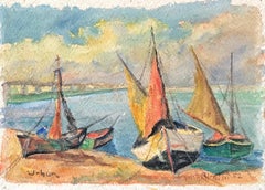 Boats in Rimini, Italy by Harry Urban - Watercolor on paper 35x36 cm