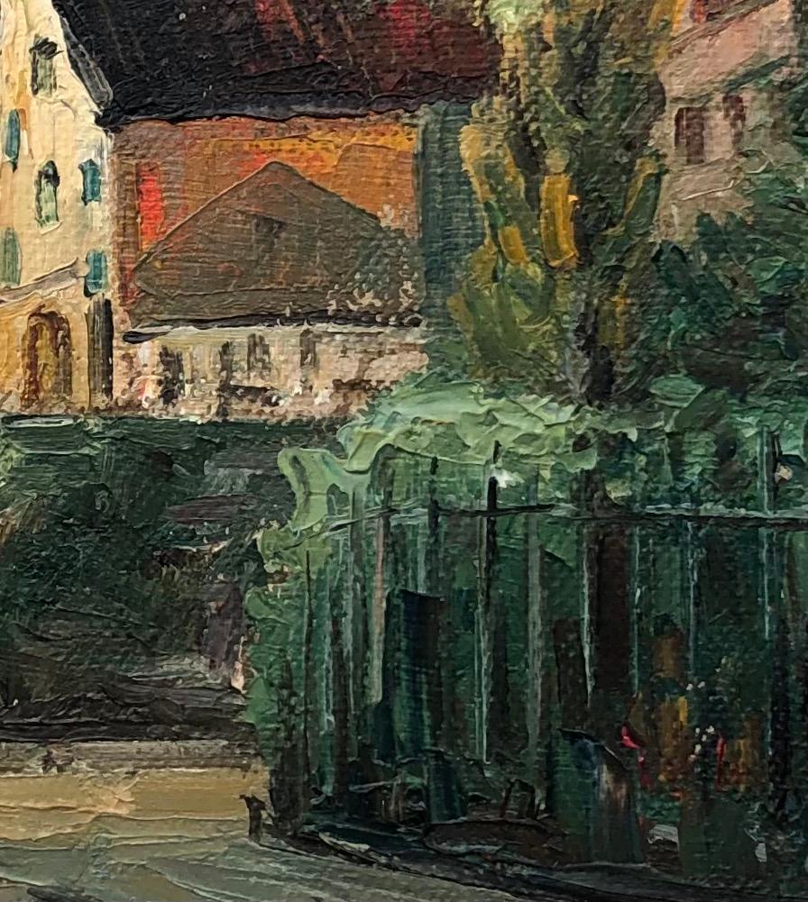 Città vecchia, Ginevra - Landscape Painting Grigio di Harry Urban
