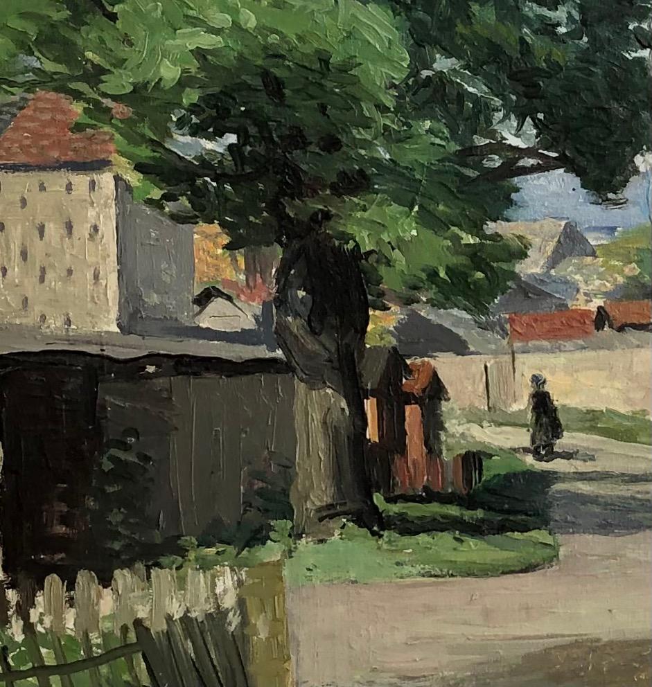 Village landscape, Geneva countryside - Modern Painting by Harry Urban