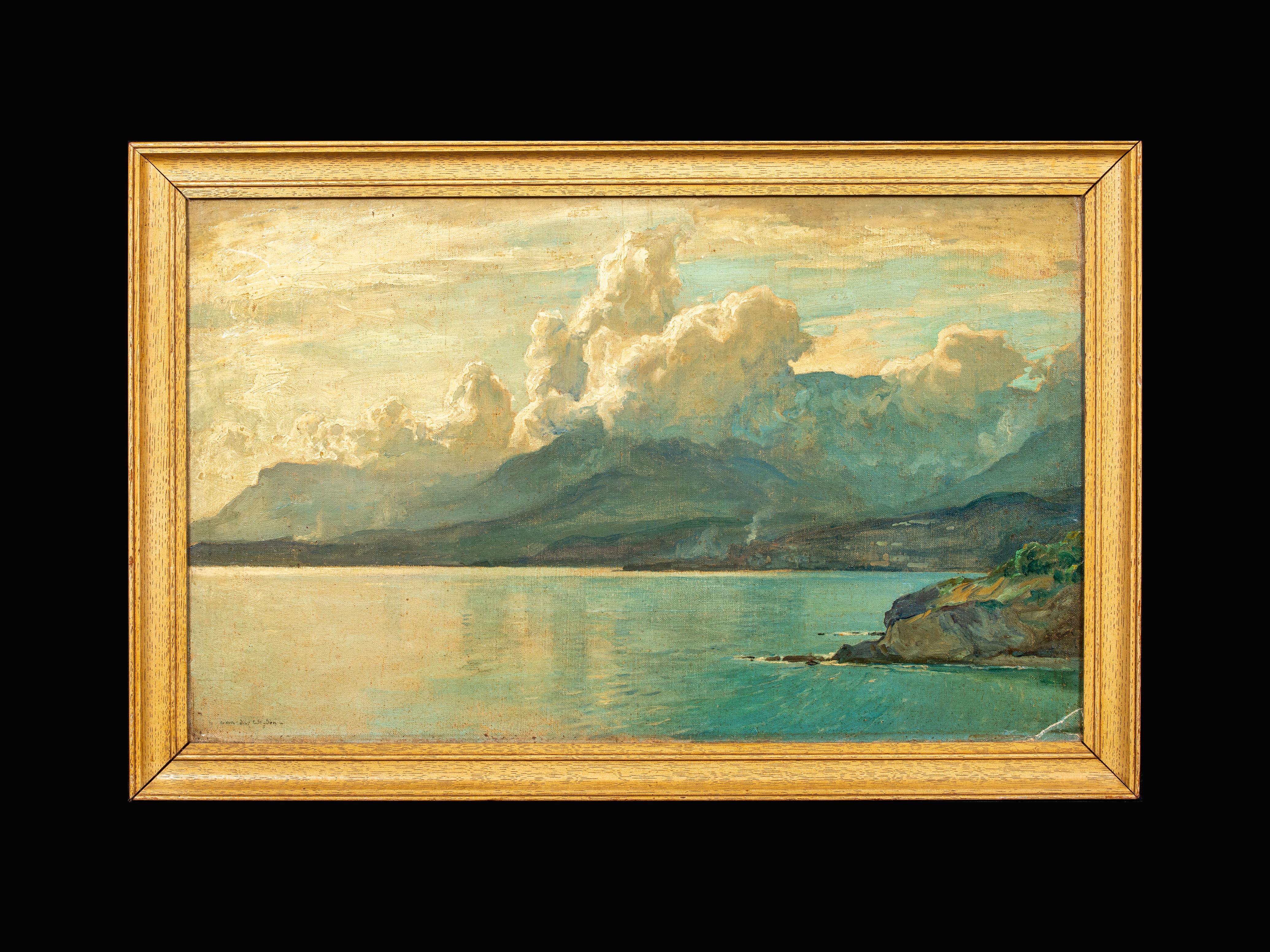 Vista di Monaco da Mortola, Italia, 1910 circa - Painting di Harry Van der Weyden