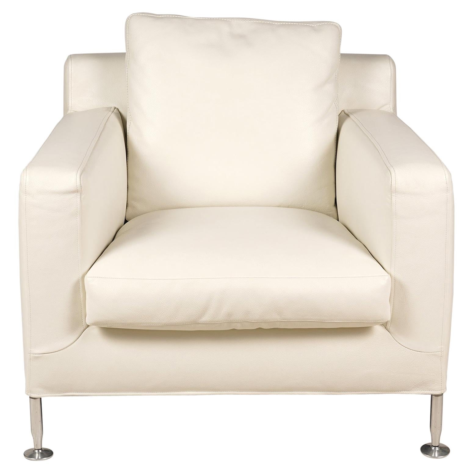 'Harry' White Leather Lounge Chair by Antonio Citterio for B&B Italia