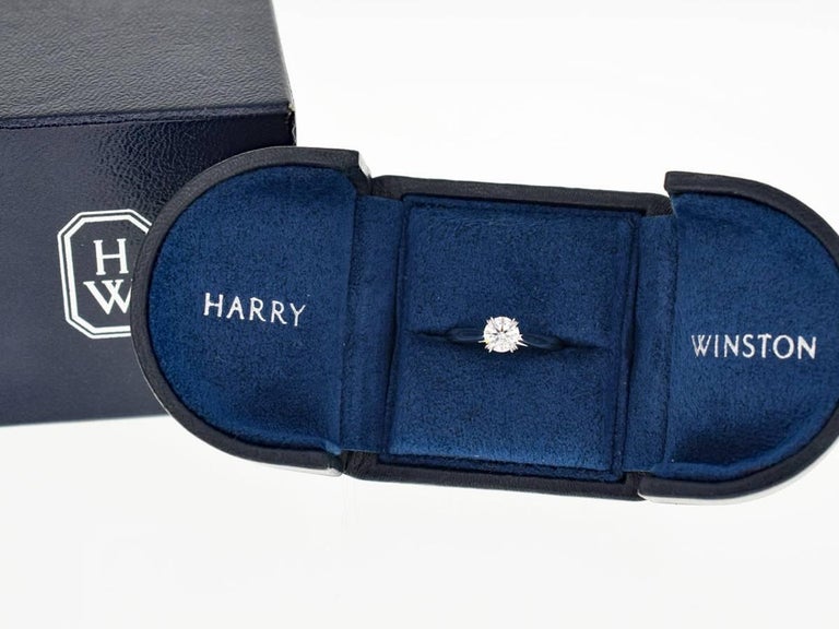 Harry Winston 0.51 Carat Diamond Platinum Solitaire Round Brilliant