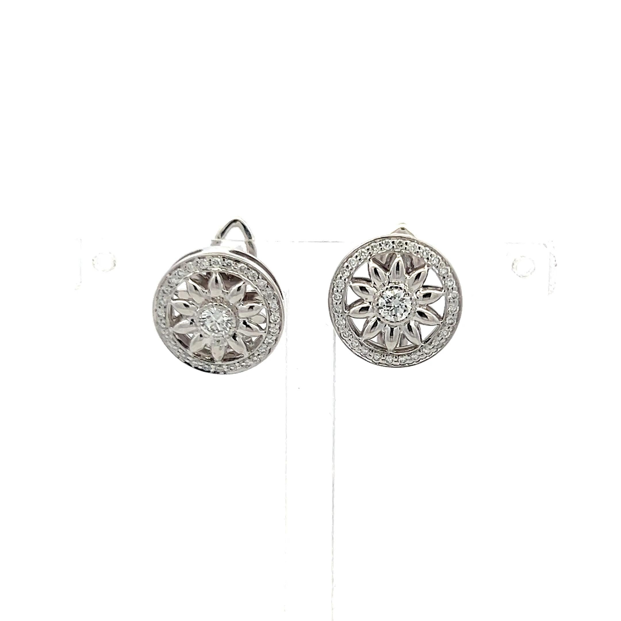 Women's Harry Winston 0.55 Carat Round Brilliant F VS1 Diamond Platinum Clip On Earrings For Sale