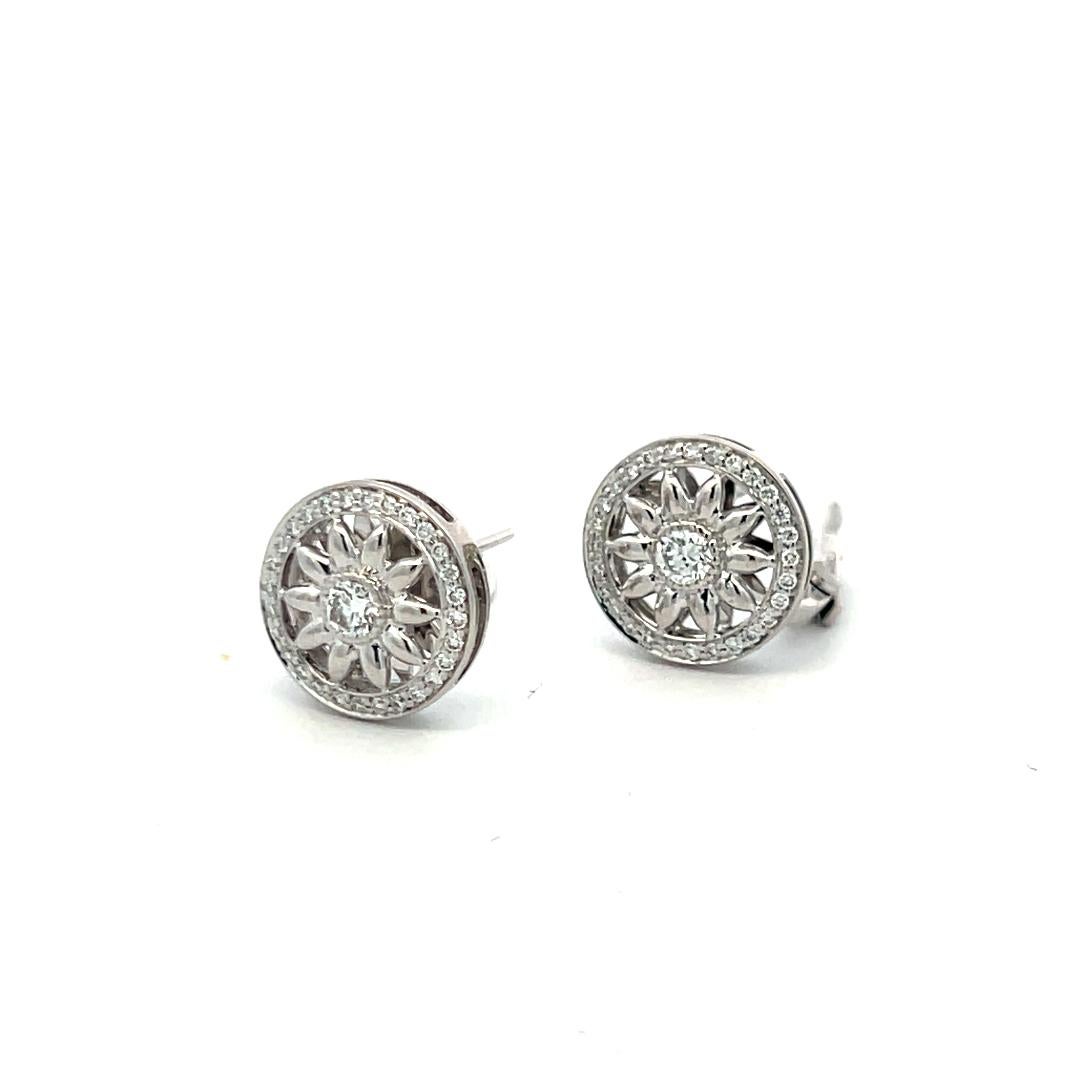 Harry Winston 0.55 Carat Round Brilliant F VS1 Diamond Platinum Clip On Earrings For Sale 3