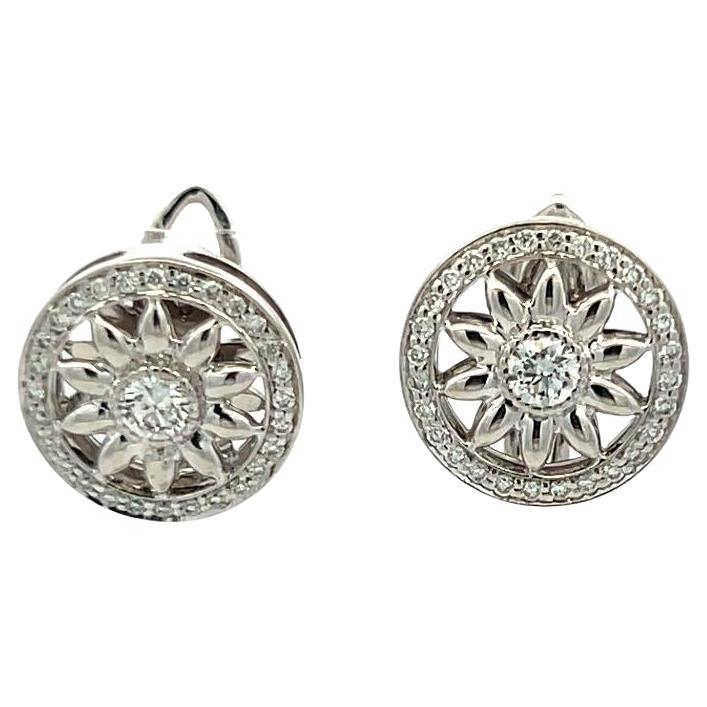 Harry Winston 0.55 Carat Round Brilliant F VS1 Diamond Platinum Clip On Earrings For Sale