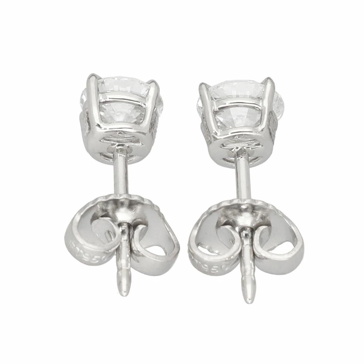 HARRY WINSTON 0,59 ct / 0,50 ct Pt950 Solitario talla redonda Pendientes Corte redondo en venta