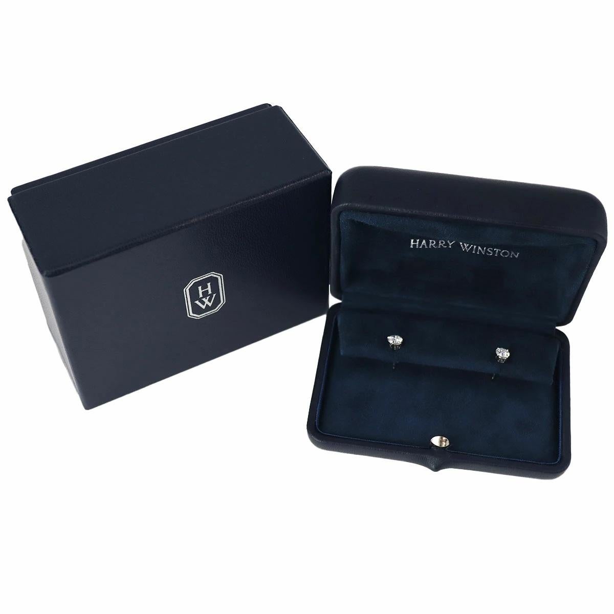 HARRY WINSTON 0,59 ct / 0,50 ct Pt950 Solitario talla redonda Pendientes en venta 3