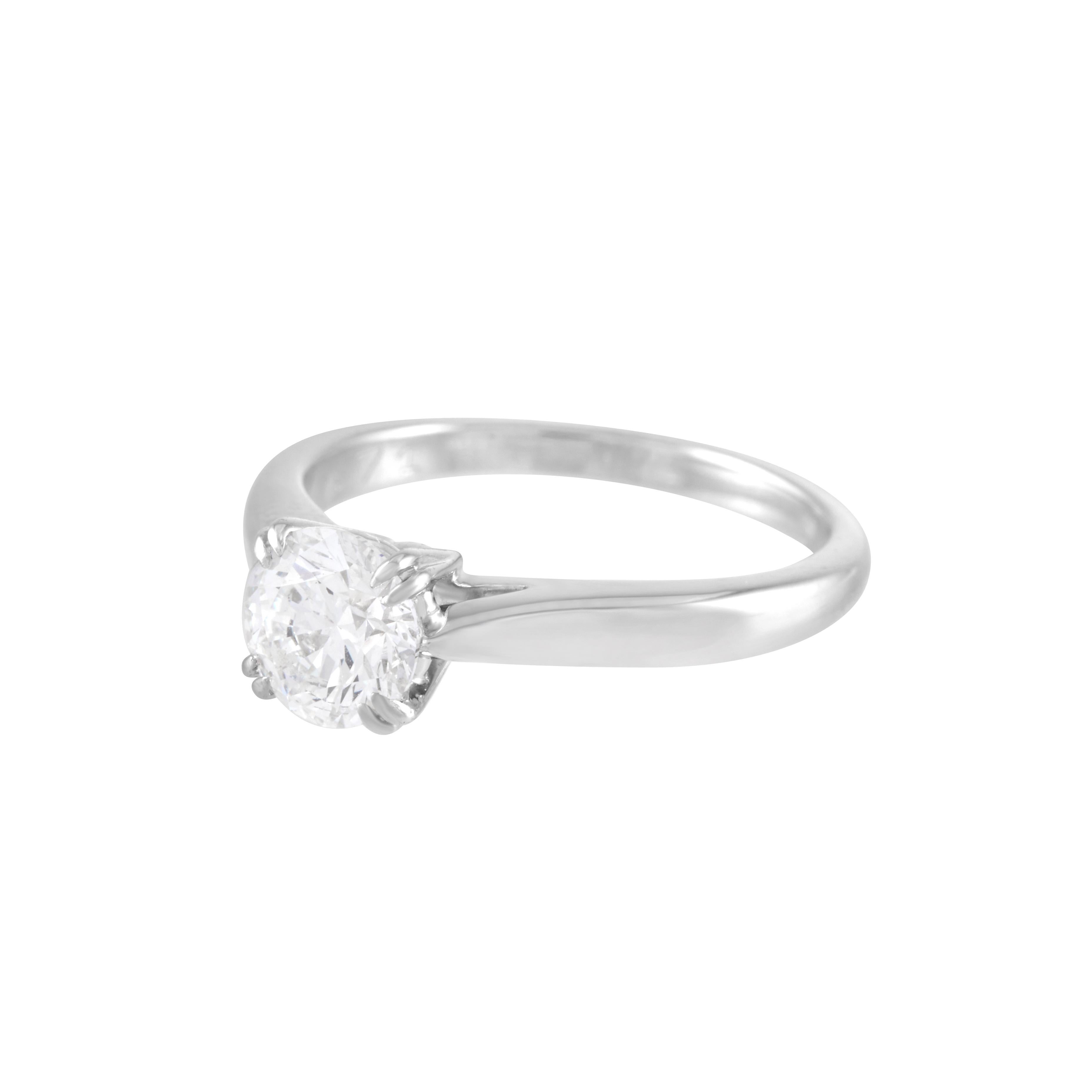 Round Cut Harry Winston 0.71 Carat Round Diamond Solitaire Engagement Ring in Platinum For Sale
