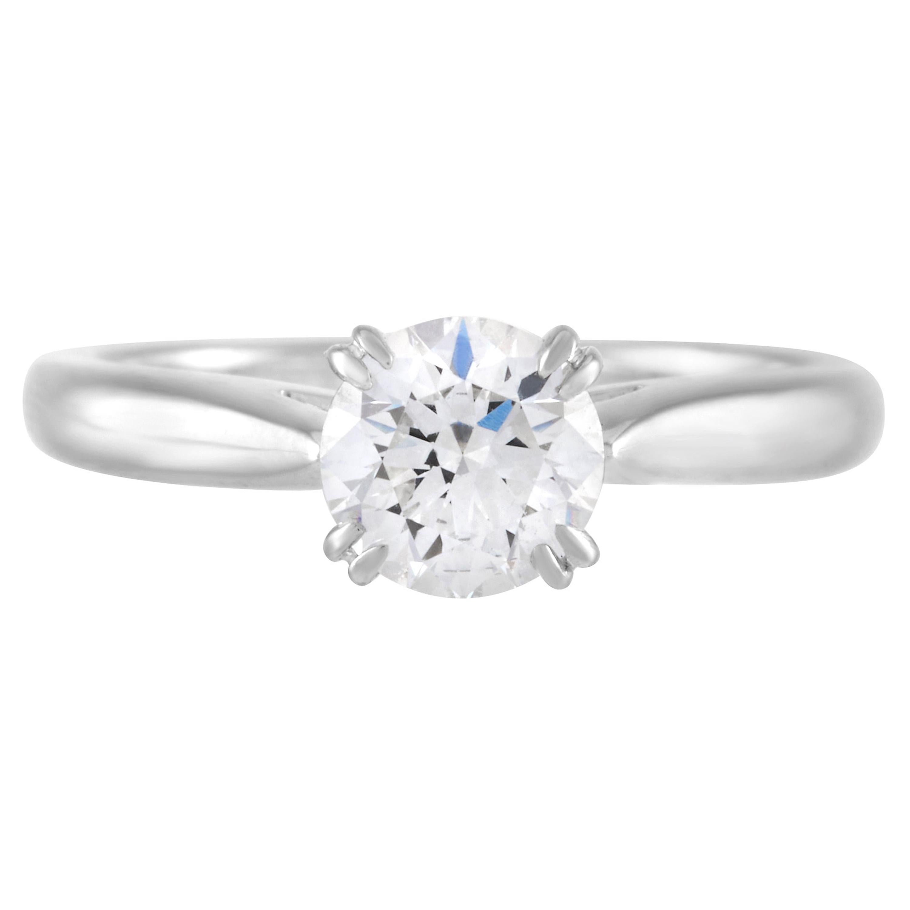 Harry Winston, bague de fiançailles solitaire en platine avec diamant rond de 0,71 carat en vente