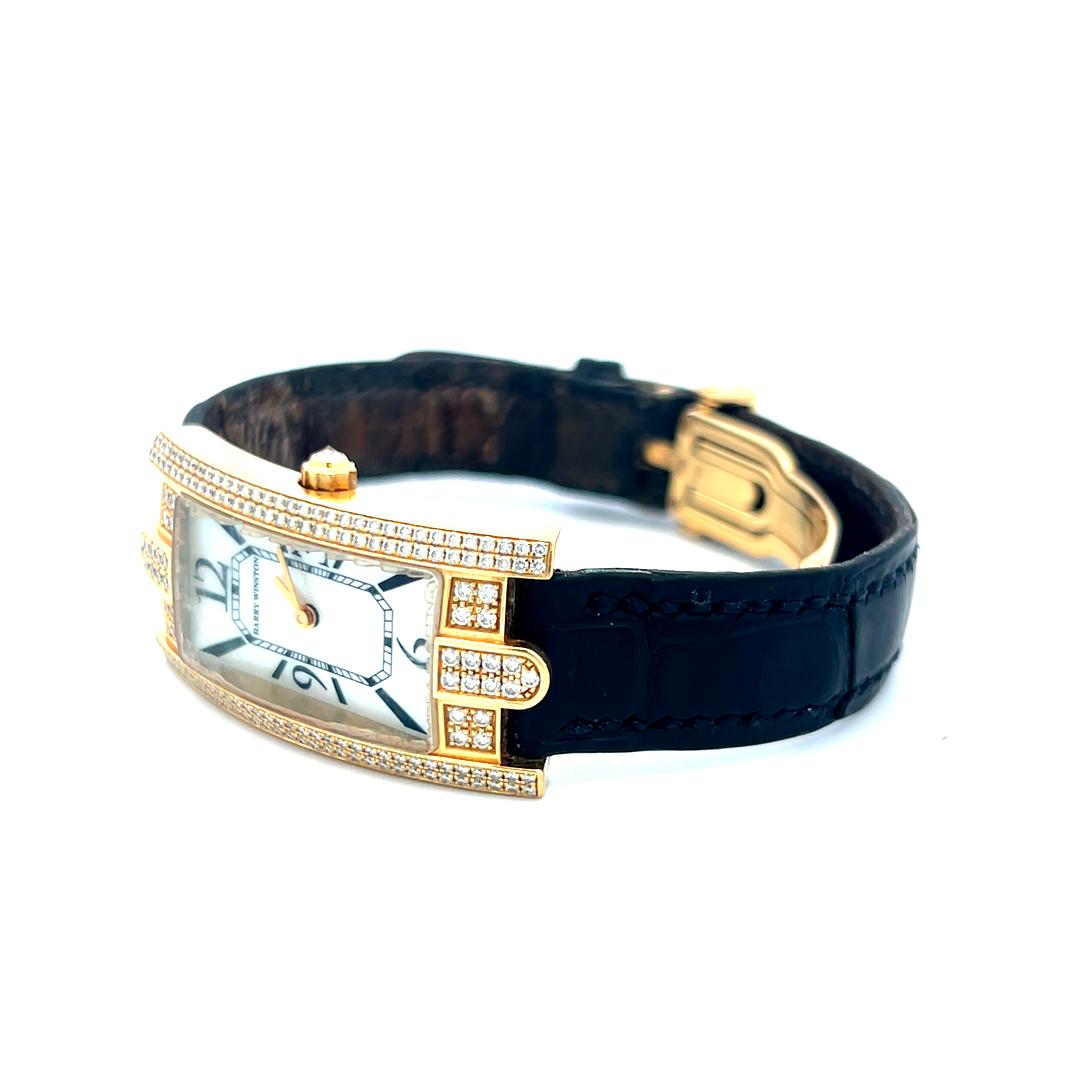 Harry Winston 0,90 Karat runder Diamant 18 Karat Gelbgold Armbanduhr im Angebot 2