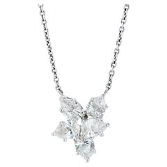 Harry Winston 1.00 Carat Pear Shape Diamond Cluster Pendant Necklace in Platinum