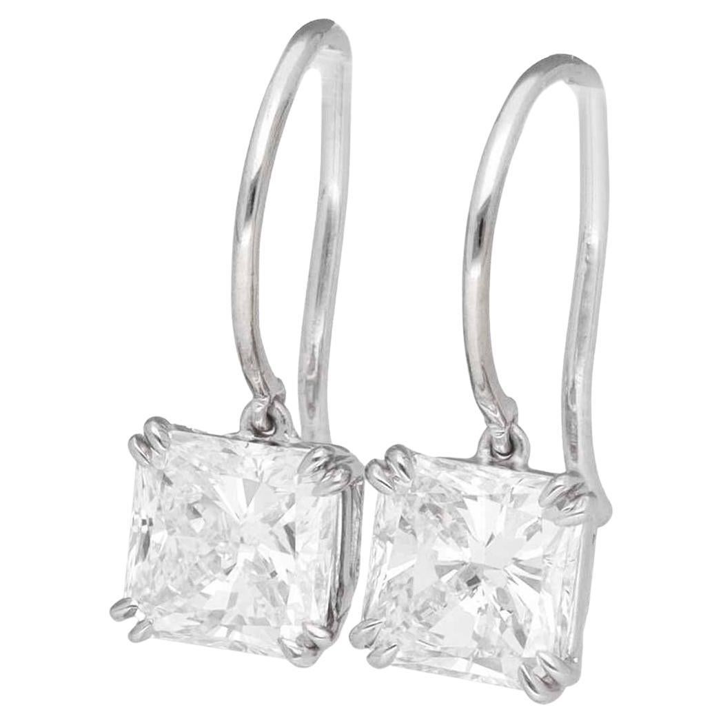 Harry Winston 1.01 / 1.03 Carat Diamonds Solitaire Square Cut Studs Earring For Sale