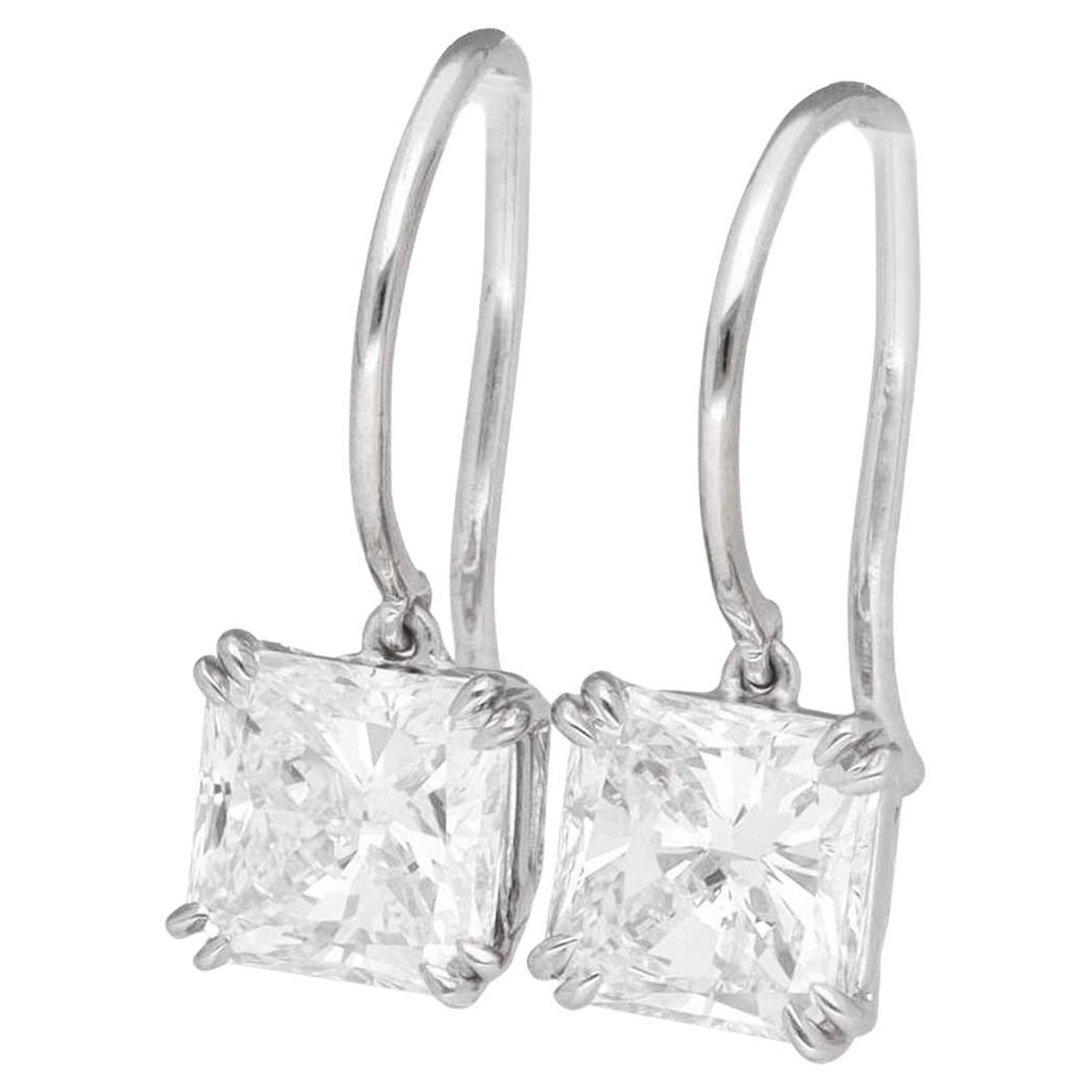Harry Winston 1.01 / 1.03 Carat Diamonds Solitaire Square Cut Studs Earring  For Sale at 1stDibs