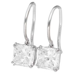 Harry Winston 1.01 / 1.03 Carat Diamonds Solitaire Square Cut Studs Earring