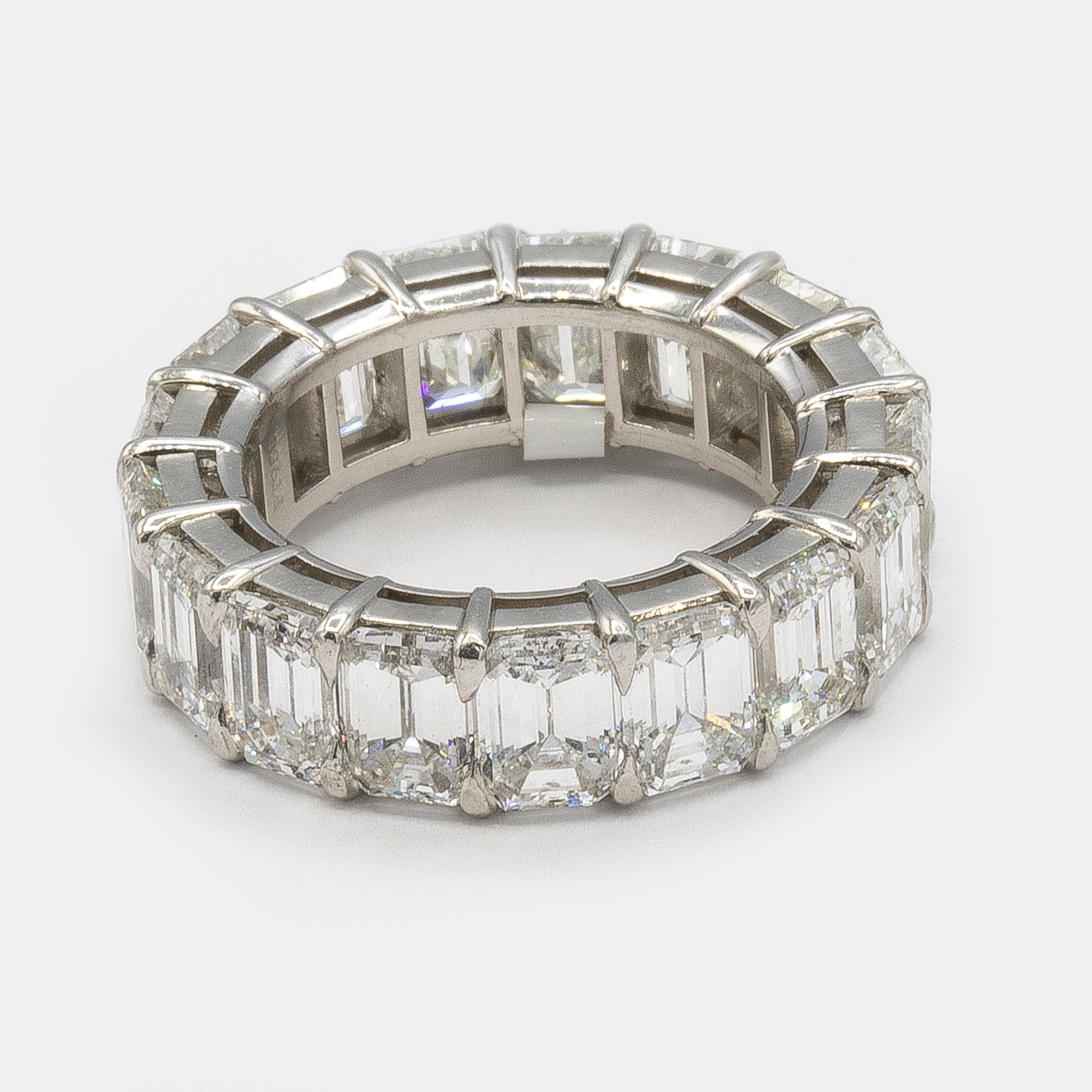 Emerald Cut Harry Winston 10.36 Carat Diamond Eternity Band Platinum Ring Wedding Band