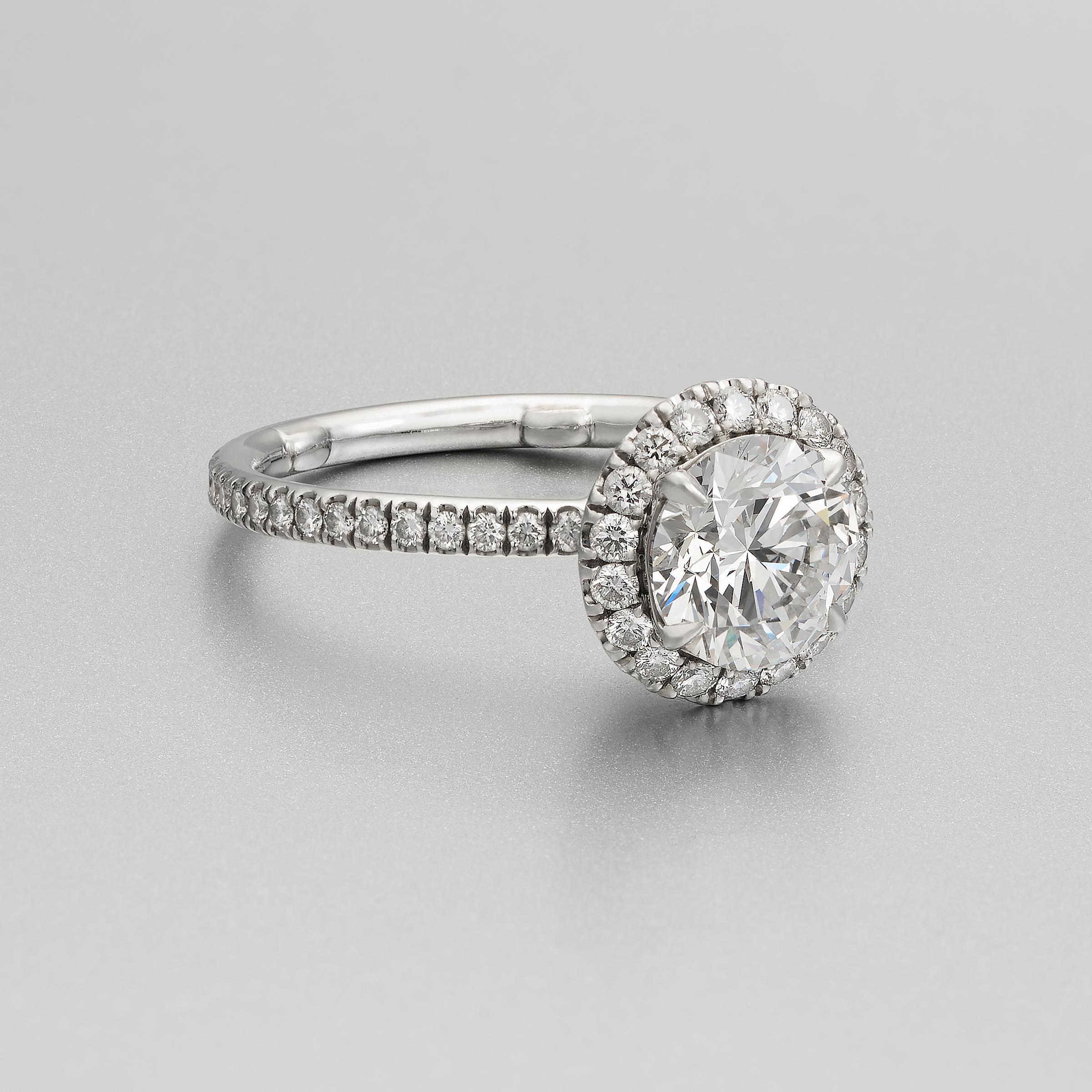 Harry Winston 1.18cts Bague de fiançailles diamant brillant GIA E VVS1 Triple Ex Excellent état - En vente à Dallas, TX