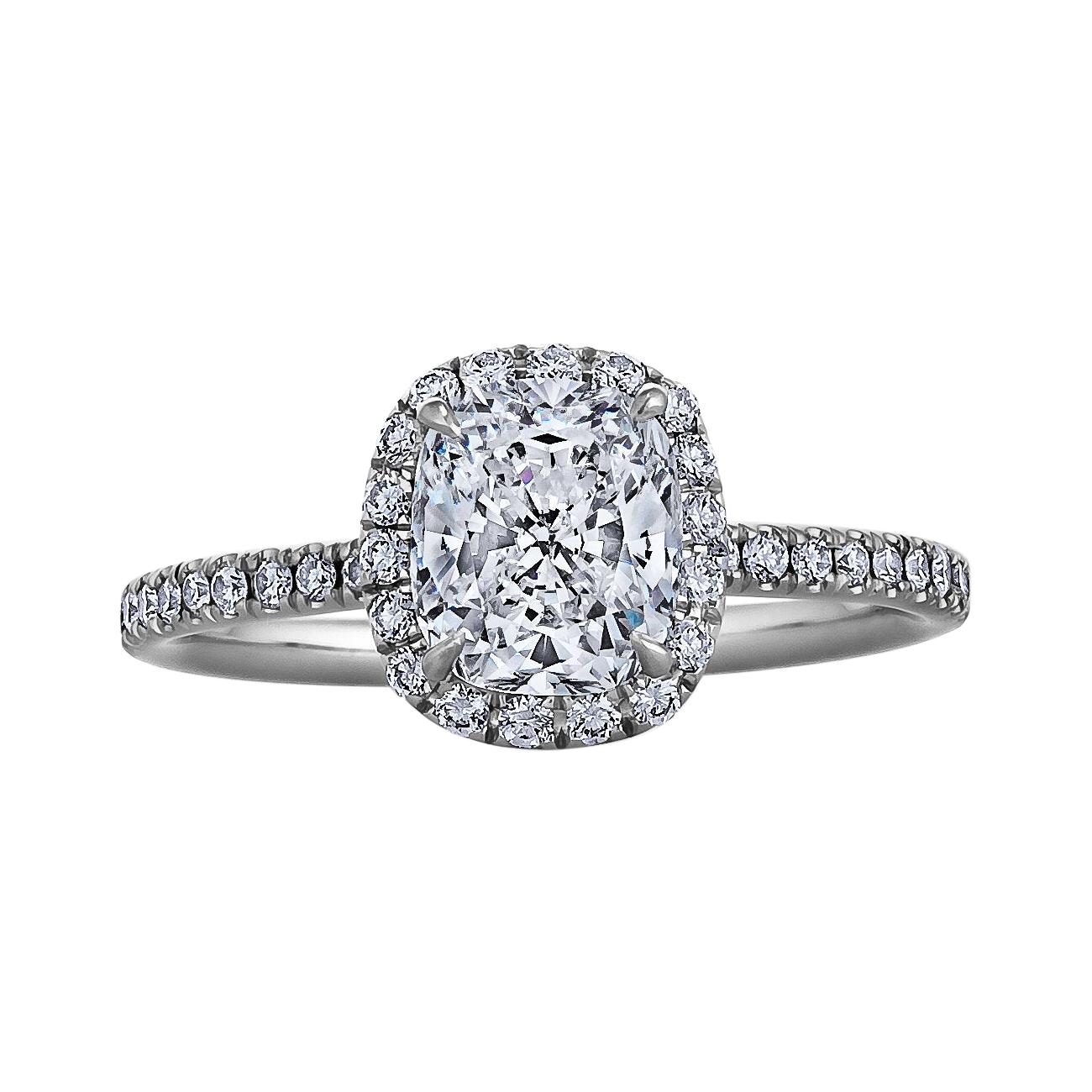 Harry Winston 1.28 Carat Cushion Cut Diamond Platinum Engagement Ring