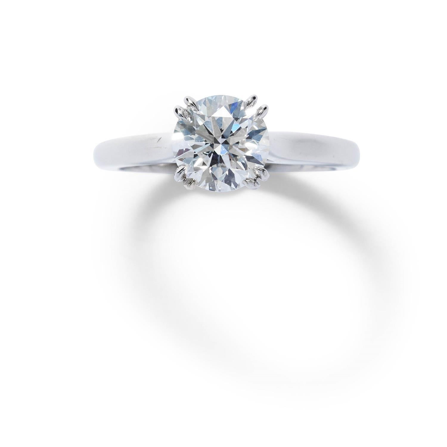 Harry Winston 1.32 Carat Round Brilliant D VVS1 Diamond Platinum Engagement Ring In Good Condition In New York, NY