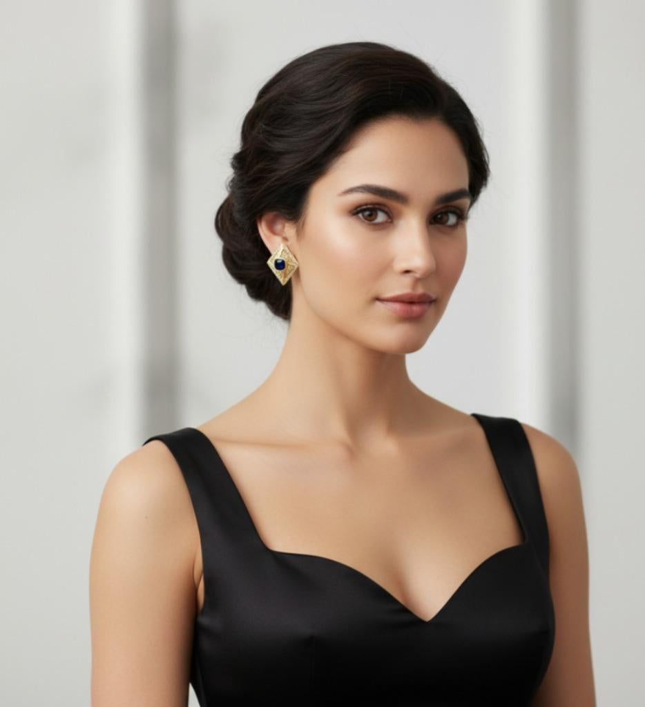 Harry Winston Ohrringe mit 14 Karat Diamanten und Saphiren im Angebot 1