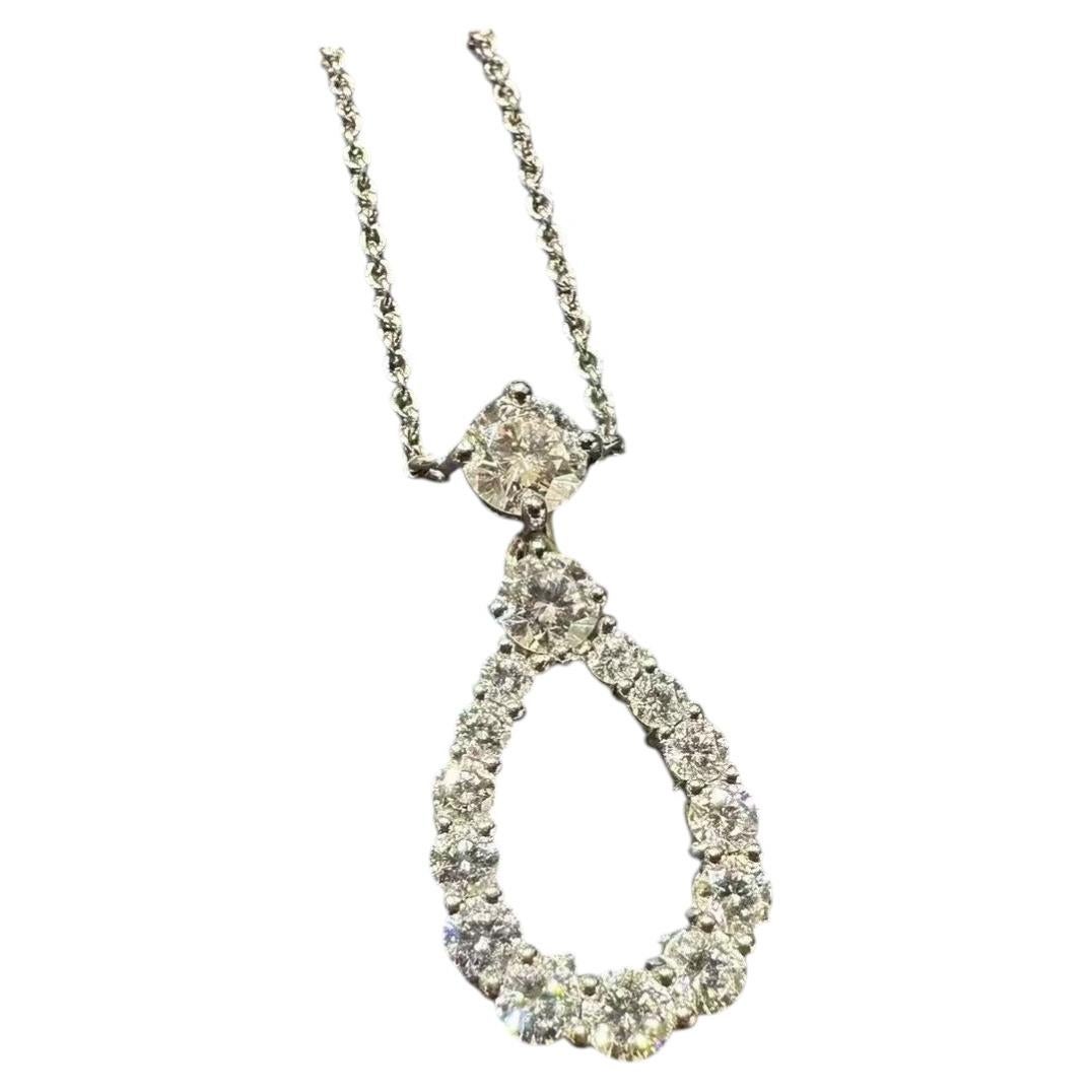 Harry Winston Collar de Platino con Lazo de 15 Diamantes Redondos Mediano