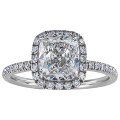 Harry Winston 1.60 Carat F Color Diamond Solitaire Platinum Engagement Ring