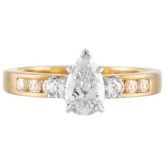 Retro Harry Winston 18-Karat and Platinum Pear Diamond Ring