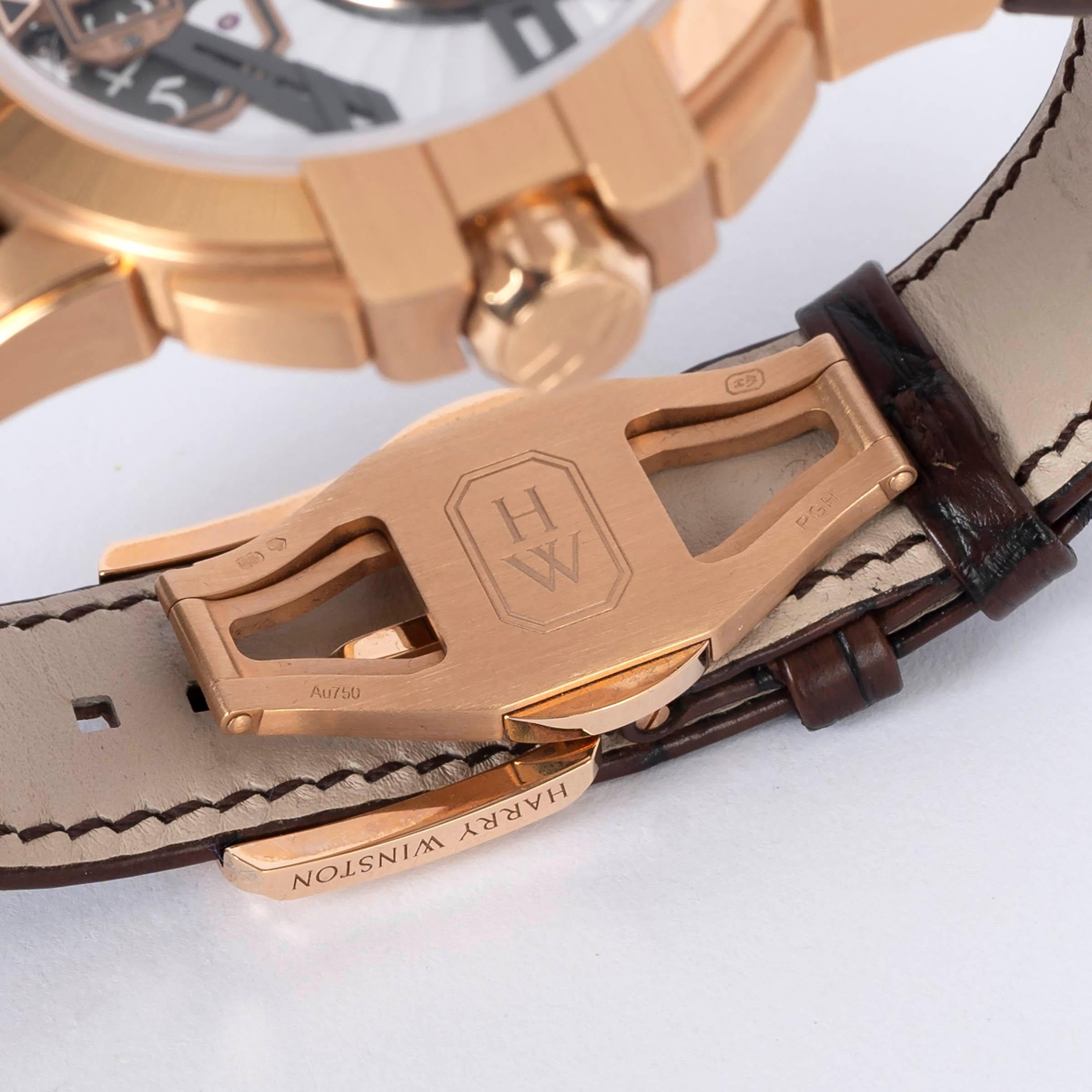 HARRY WINSTON 18K Rose Gold OCEAN BIG DATE 42MM Automatic Watch In Excellent Condition In Zürich, CH