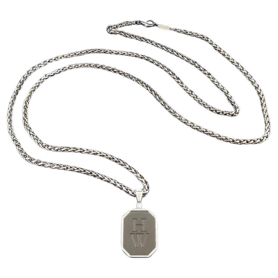 Harry Winston - Collana con ciondolo in oro bianco 18 carati e zalio 30 in vendita