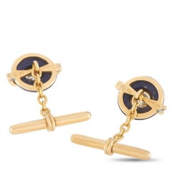 Harry Winston 18 Karat Yellow Gold 0.40 Carat Diamond and Lapis Cufflinks