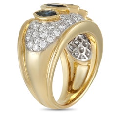 Harry Winston 18k Yellow Gold 1.50 Ct Diamond and Sapphire Ring
