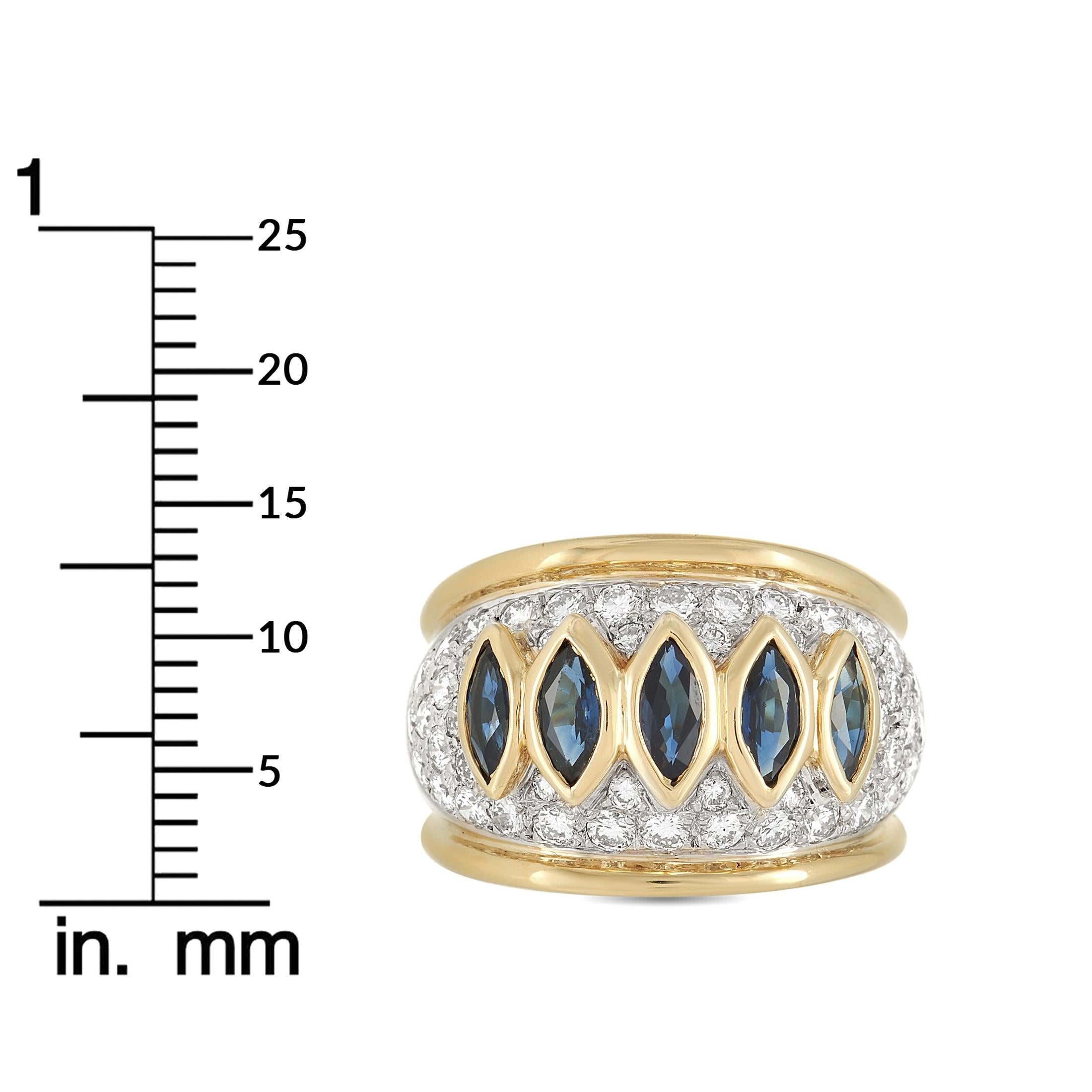 Women's Harry Winston 18k Yellow Gold 1.50 Ct Diamond and Sapphire Ring