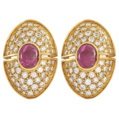 Harry Winston 18K Yellow Gold 3.70ct Diamond and Ruby Clip-On Earrings