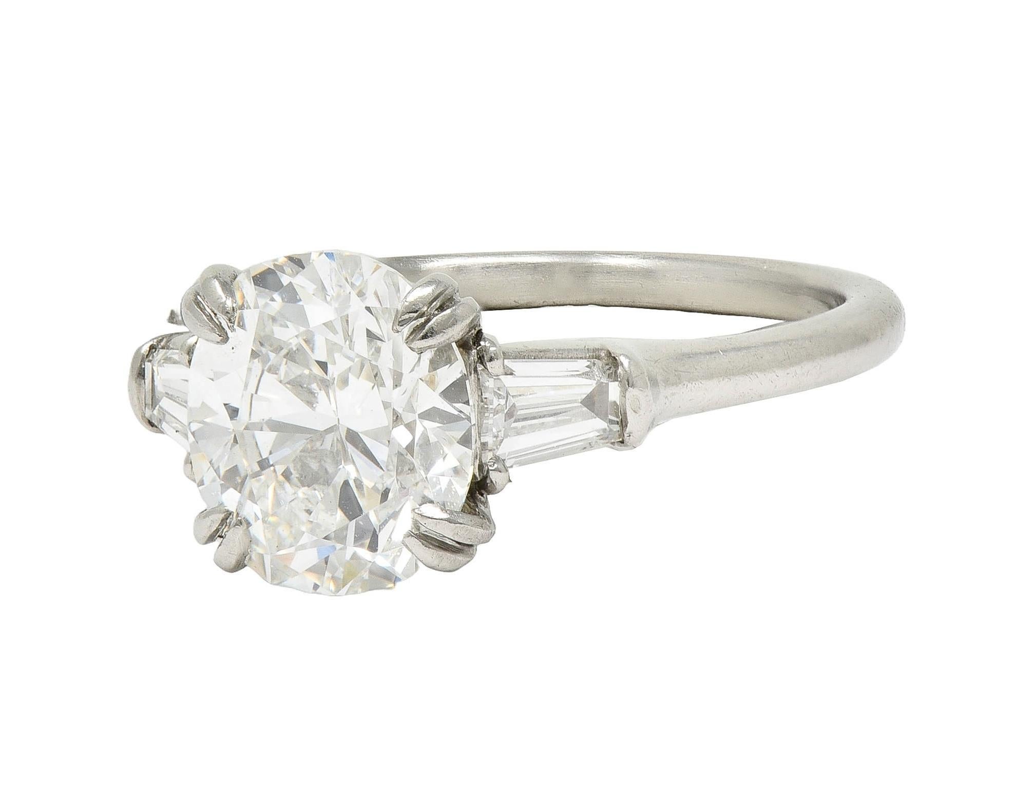 Harry Winston 1978 2.34 CTW Oval Cut Diamond Platinum Vintage Engagement Ring 3