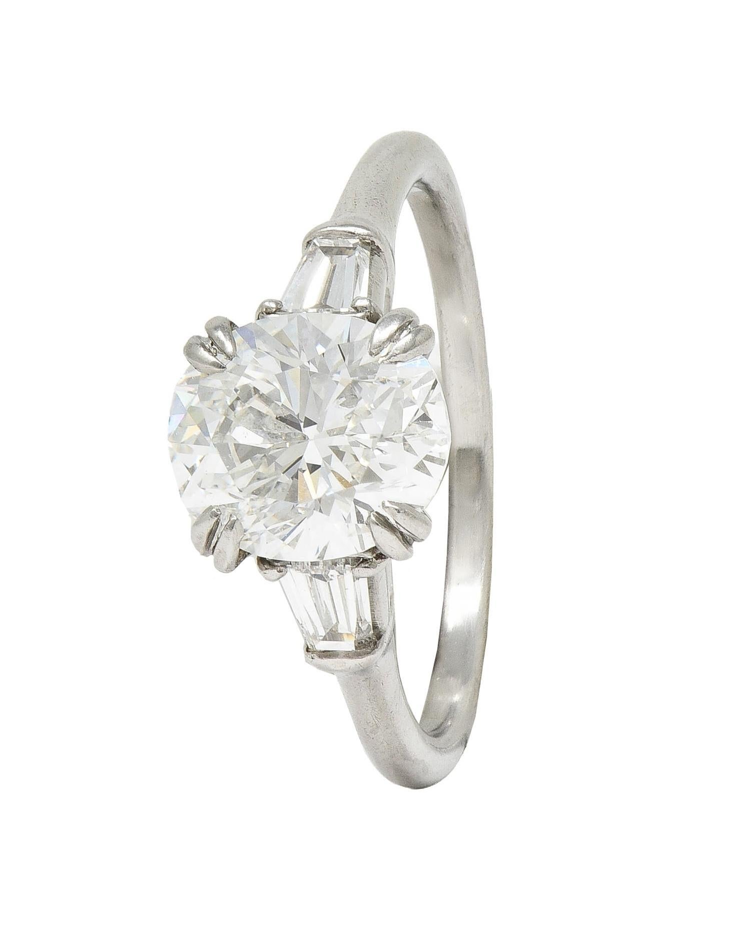 Harry Winston 1978 2.34 CTW Oval Cut Diamond Platinum Vintage Engagement Ring 9