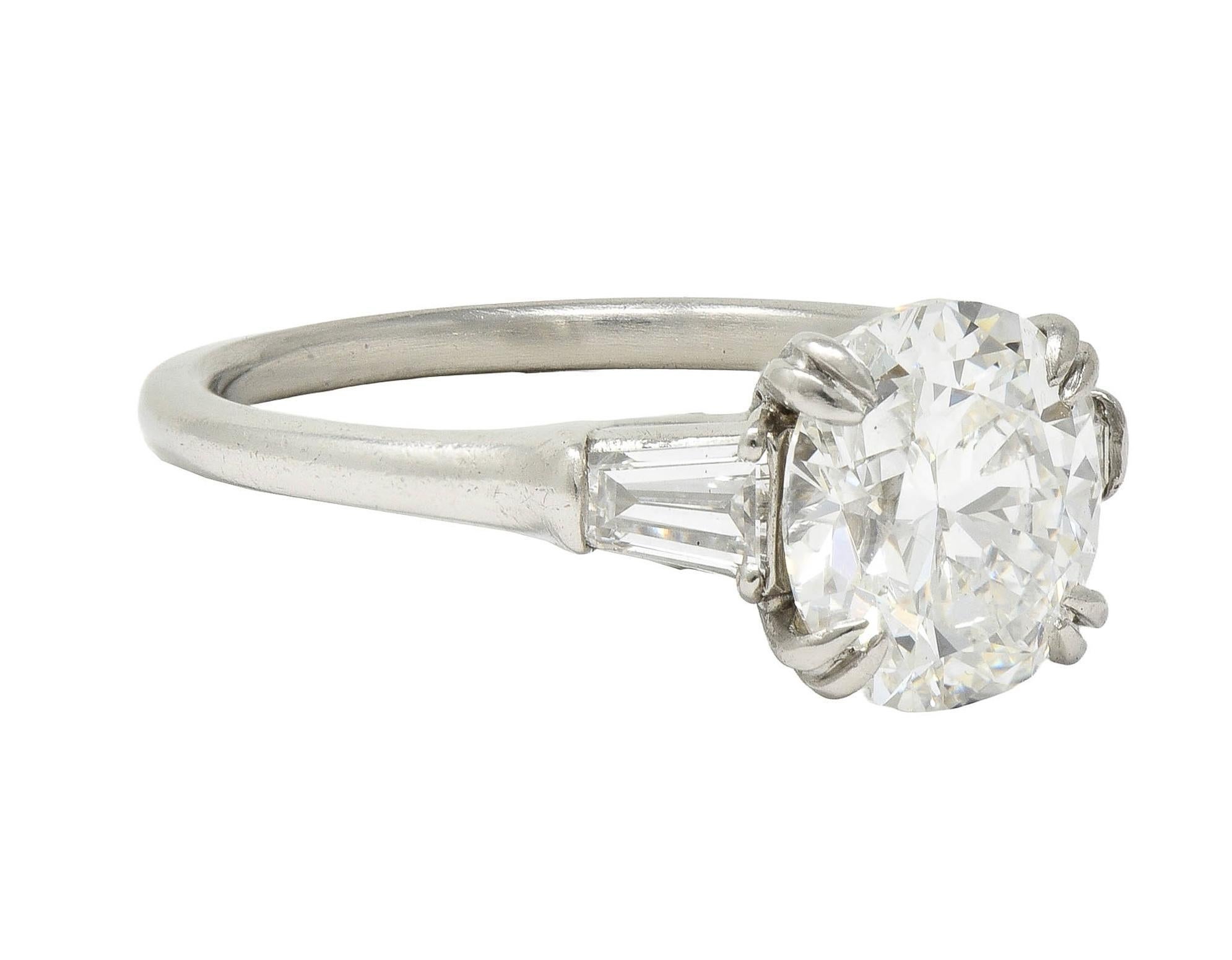 Harry Winston 1978 2.34 CTW Oval Cut Diamond Platinum Vintage Engagement Ring In Excellent Condition In Philadelphia, PA