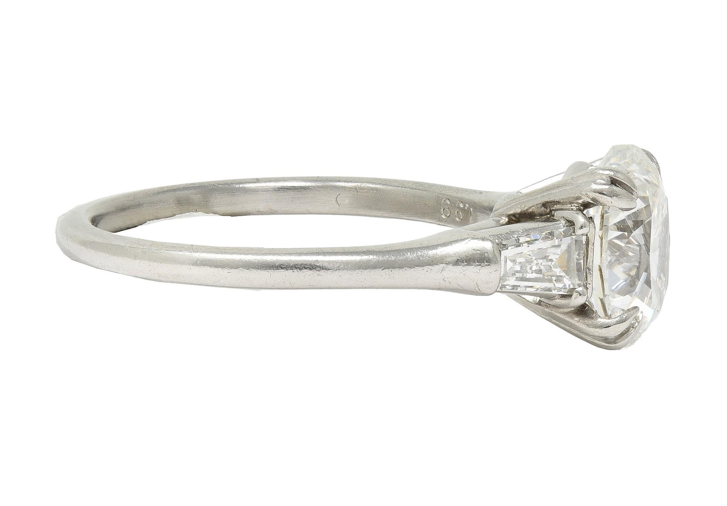 Women's or Men's Harry Winston 1978 2.34 CTW Oval Cut Diamond Platinum Vintage Engagement Ring