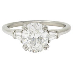 Harry Winston 1978 2.34 CTW Oval Cut Diamond Platinum Vintage Engagement Ring