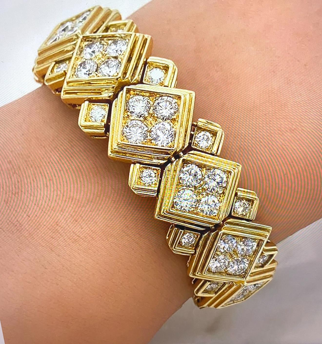 Harry Winston 20ctw Diamant-Armband 18K Gelbgold (Rundschliff) im Angebot