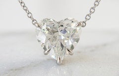 Harry Winston 2.15 CT Heart Brilliant Cut Diamond Solitaire Pendant Necklace