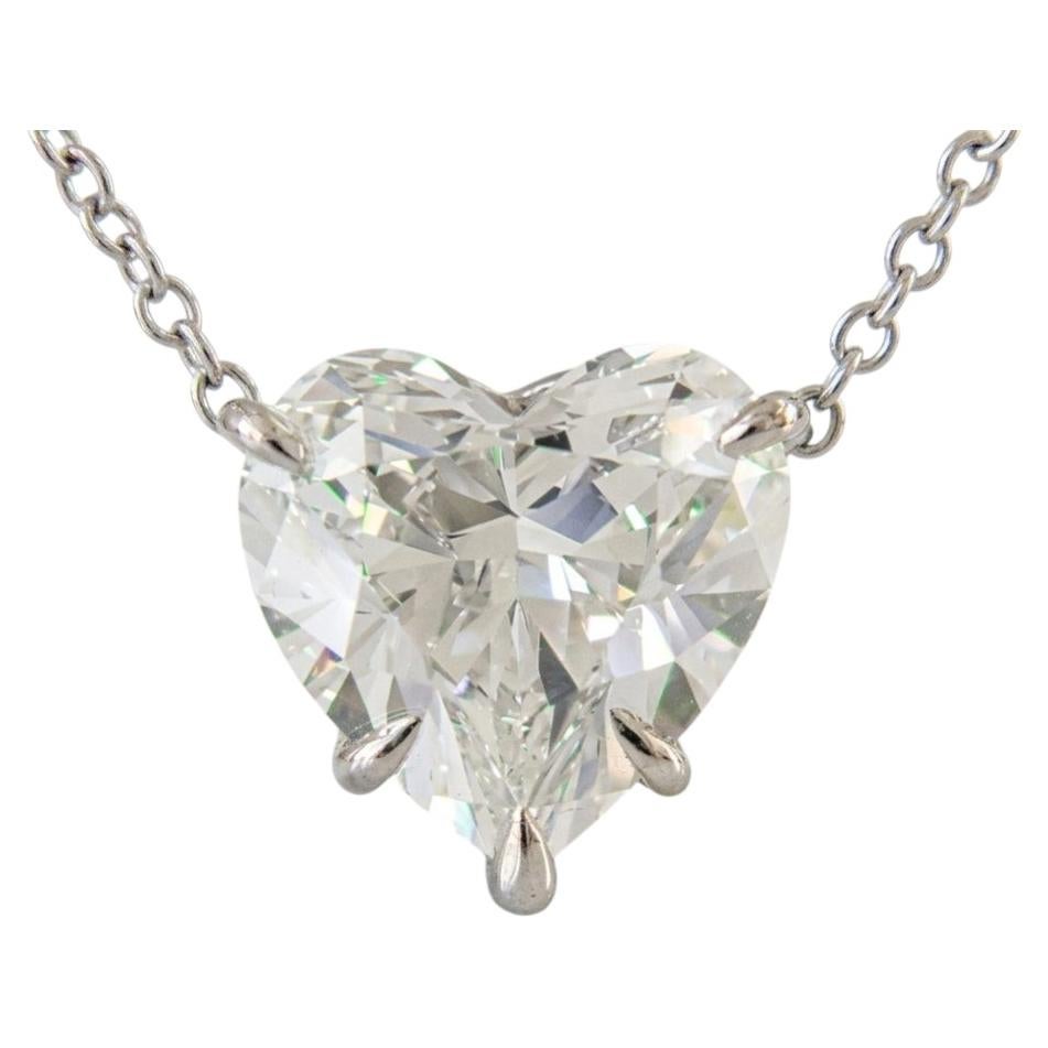 Harry Winston 2.15 CT Heart Brilliant Cut Diamond Solitaire Pendant Necklace