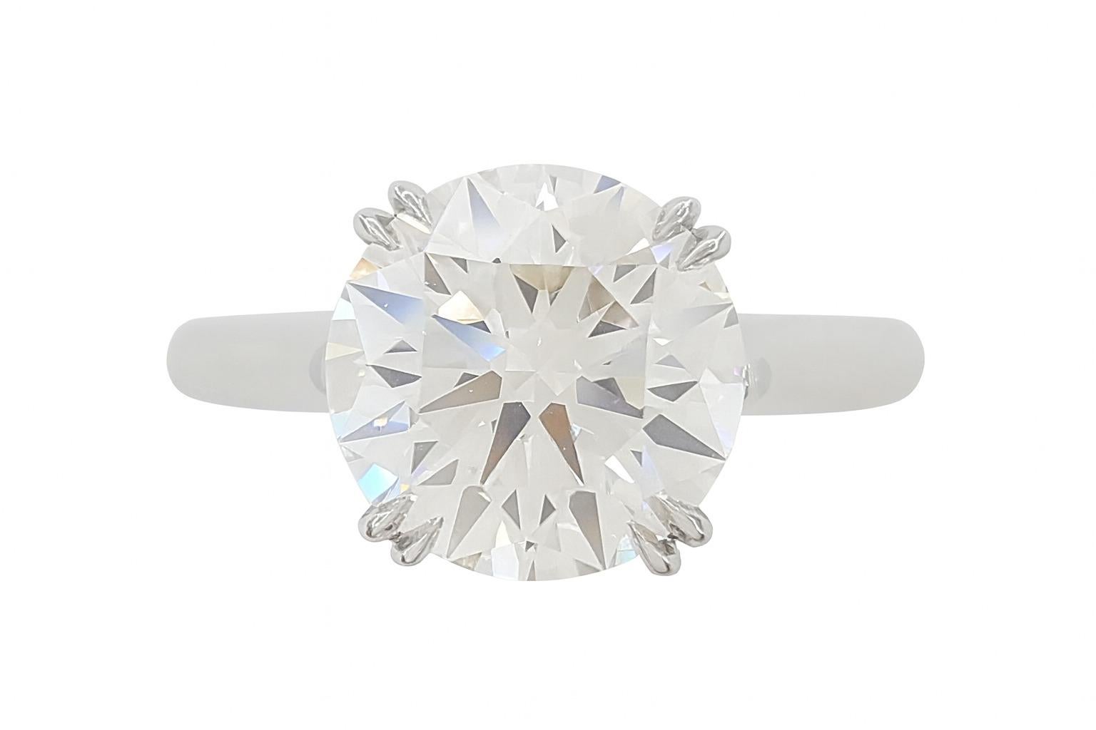 Harry Winston Bague de fiançailles en platine avec diamant rond brillant de 2,34 carats en vente 3