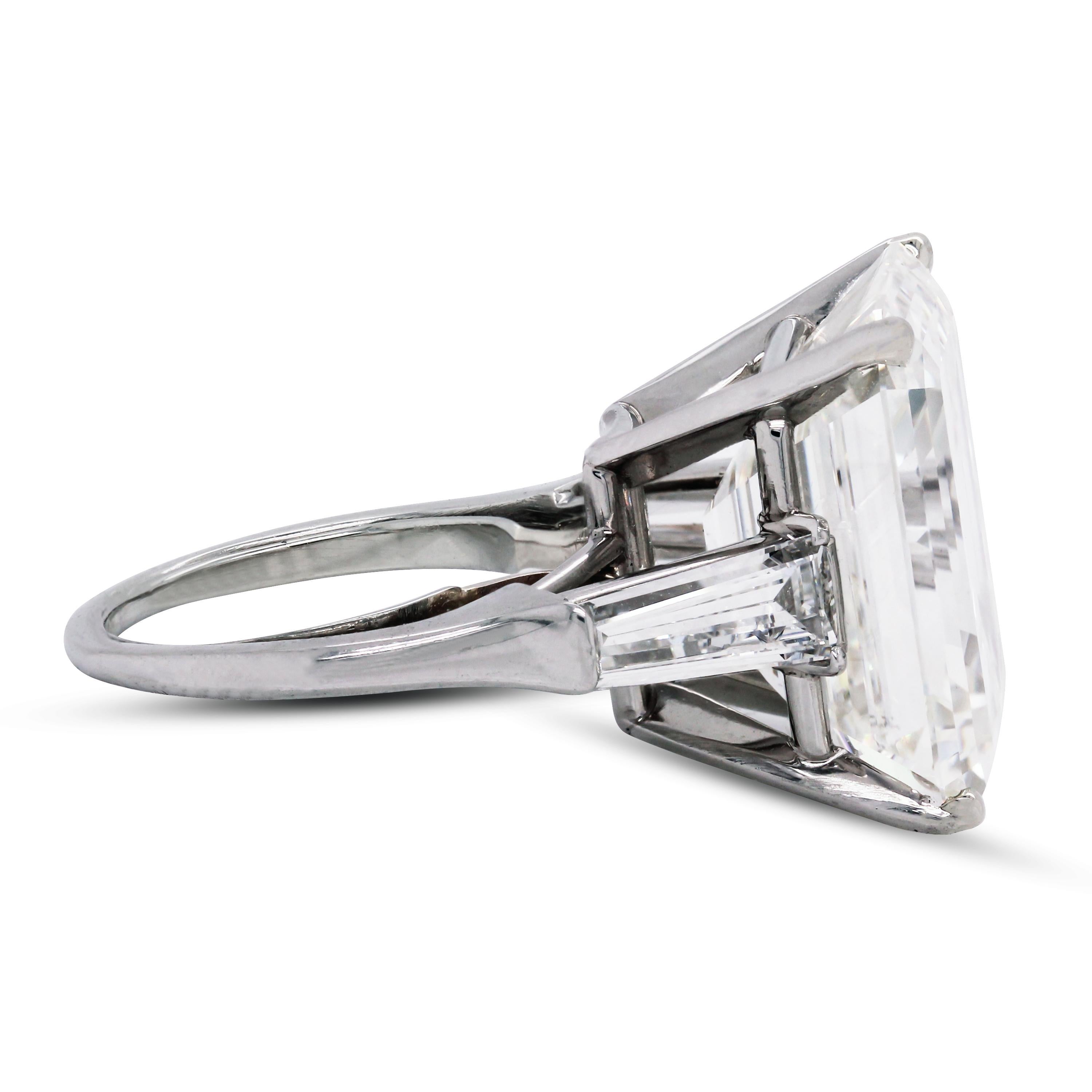 Harry Winston 24.19 Carat Emerald Cut J color VS2 GIA Certified Platinum Ring In Excellent Condition In Boca Raton, FL