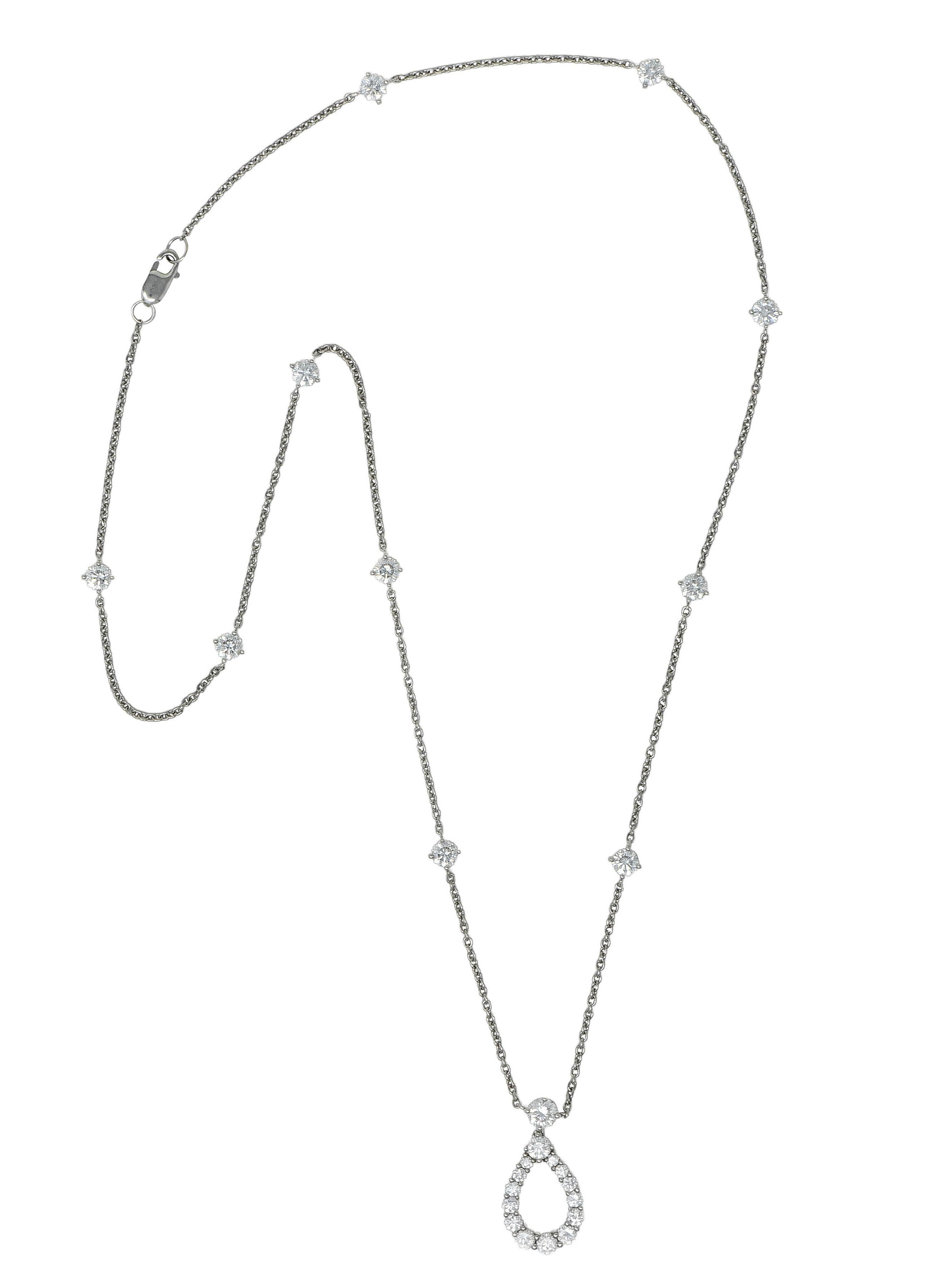 Taglio brillante Harry Winston - Collana contemporanea con diamanti in platino da 2,65 CTW - Looping Station in vendita