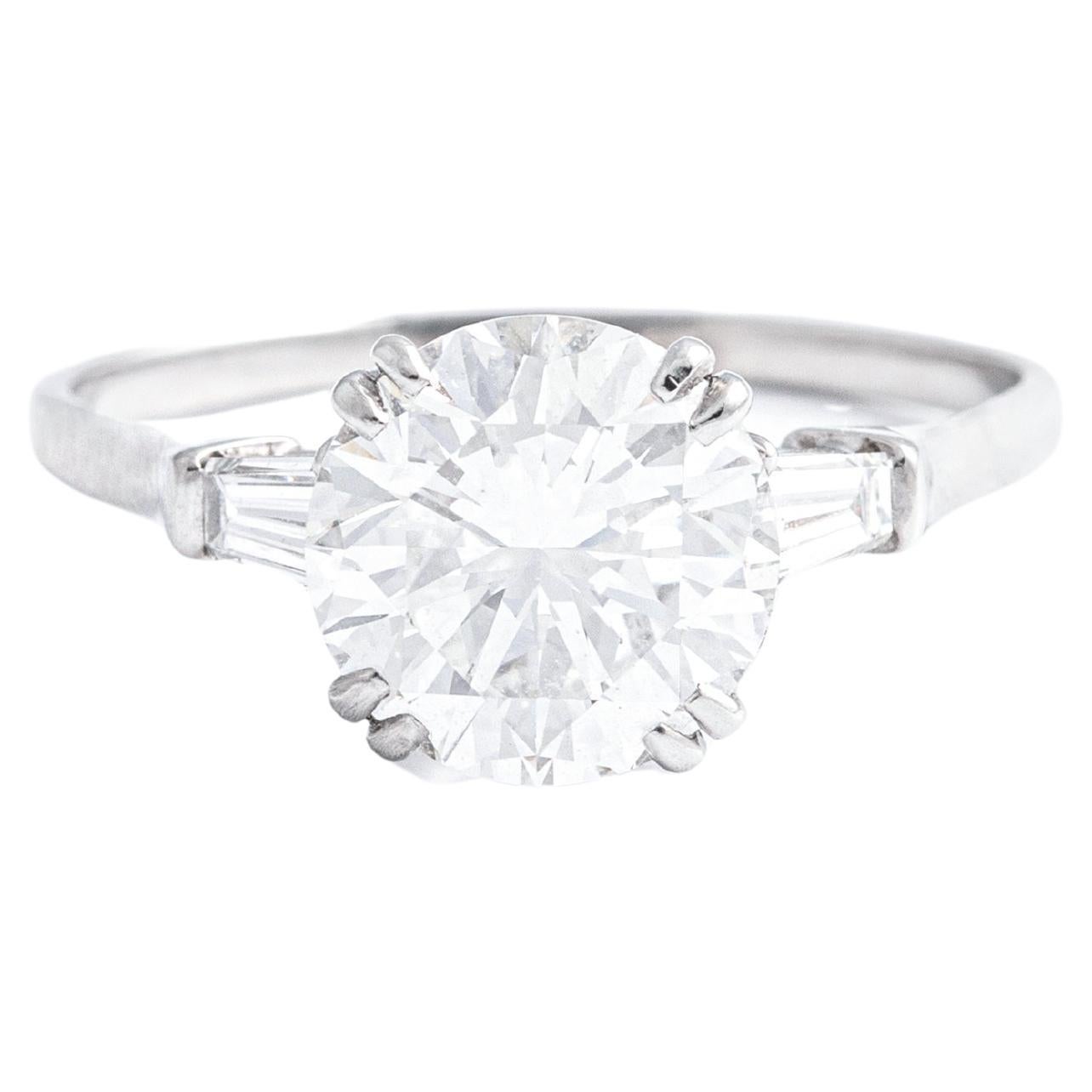 Harry Winston 2.88 Carat E VS1 Round Diamond Solitaire Ring For Sale