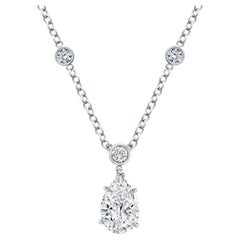 HARRY WINSTON 3 Carat Pear Cut Diamond Platinum Necklace