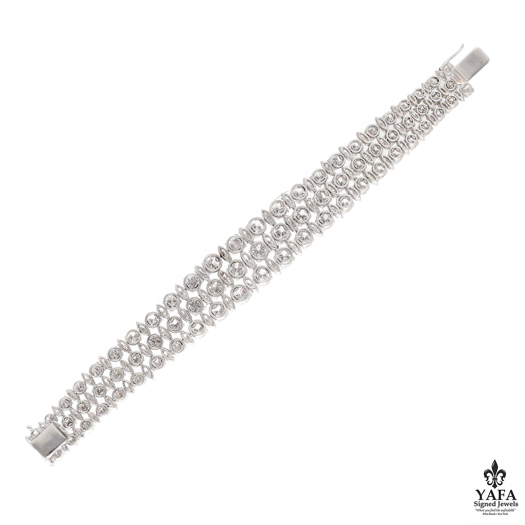 HARRY WINSTON Pulsera de 3 filas de diamantes Corte redondo en venta
